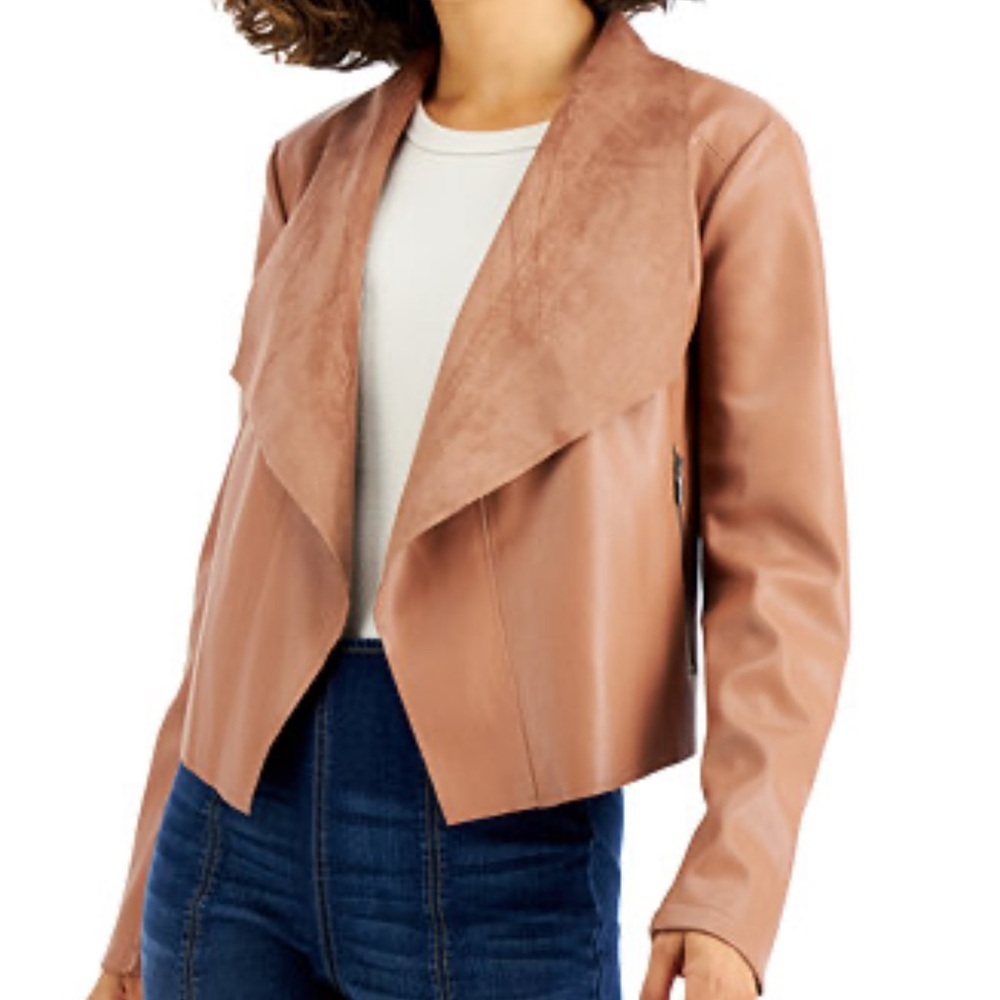 Macy’s Bar III Women's Faux Leather Lightweight Suede Collar Jacket like new - Picture 1 of 4